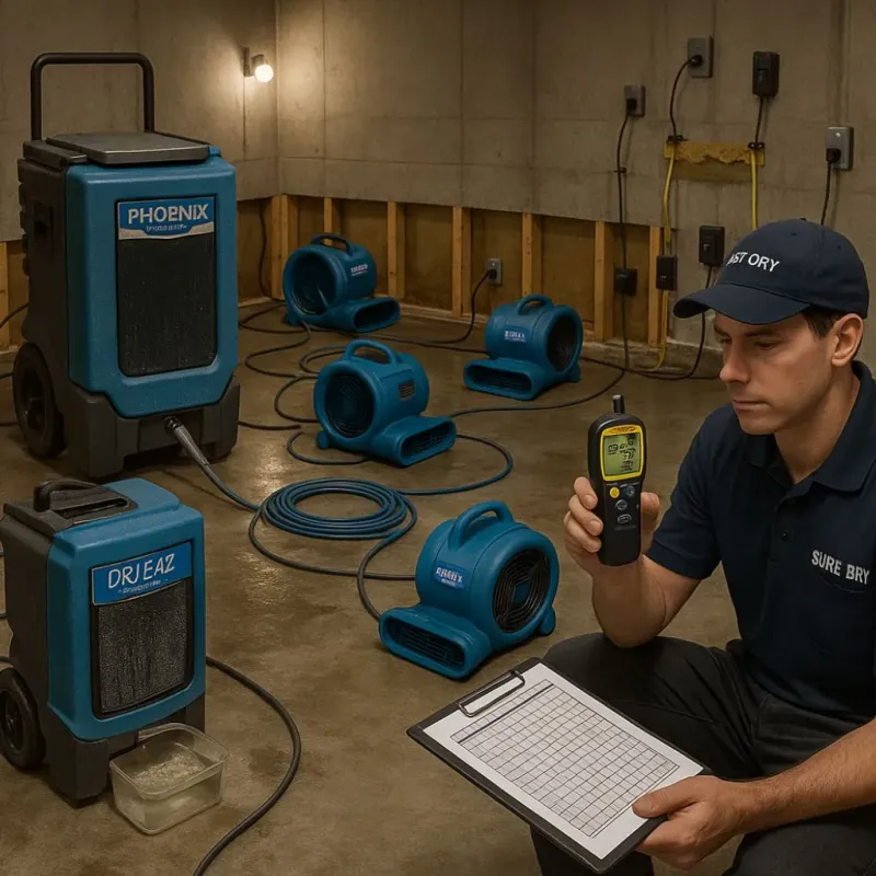 Structural Drying and Dehumidification process in Holtsville, NY